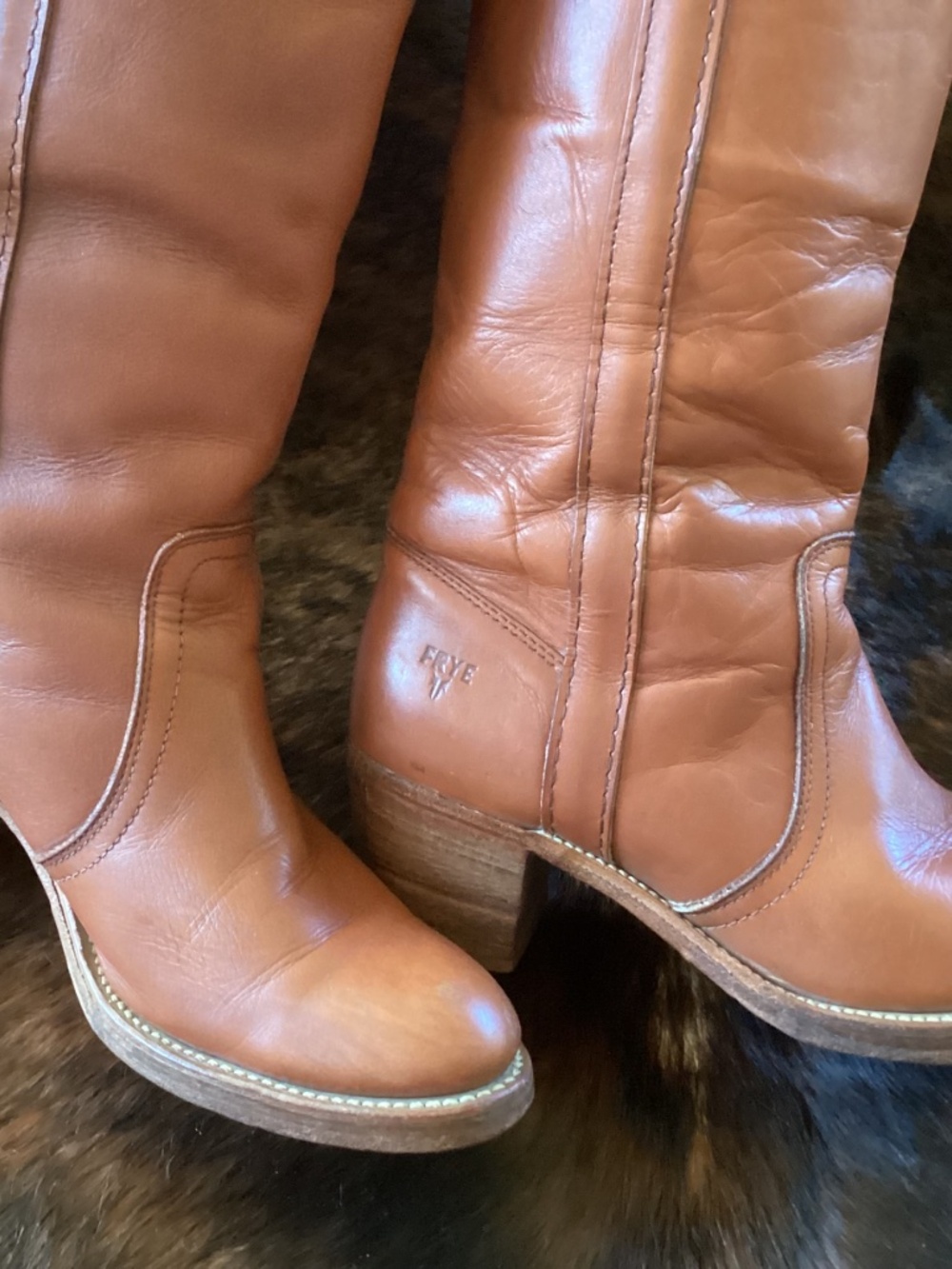 Beautiful Rare Vintage Frye Campus Fold Over Reddish Brown Tall Leather Boots🌺 - Picture 8 of 15